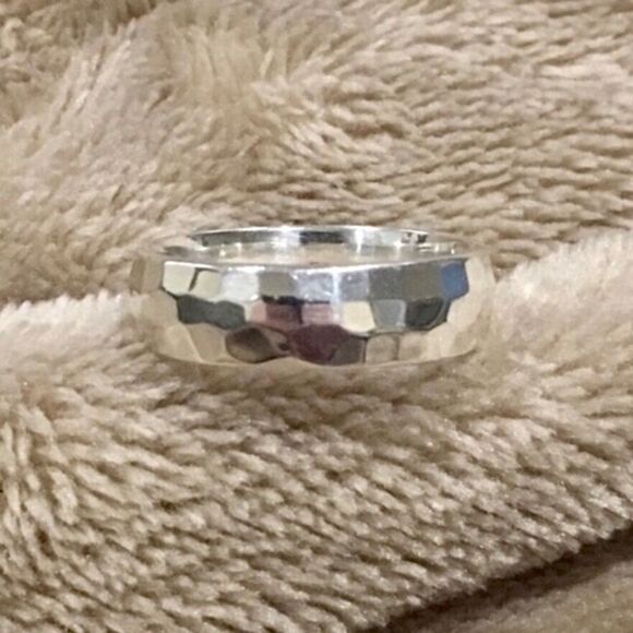 Sterling Silver Hammered Finish 925 Single Band Ring Size 7 - Picture 5 of 9
